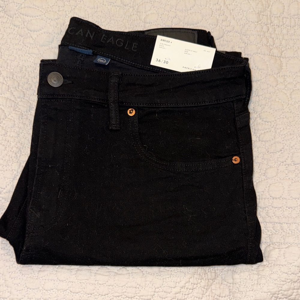 American Eagle Slim-Straight Airflex+ Black Jeans